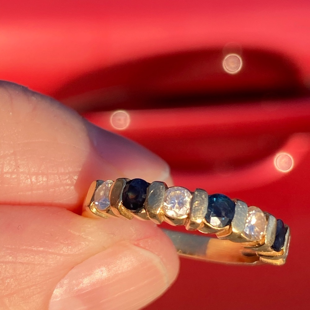 Diamond and Sapphire 14k Gold Ring Size 7